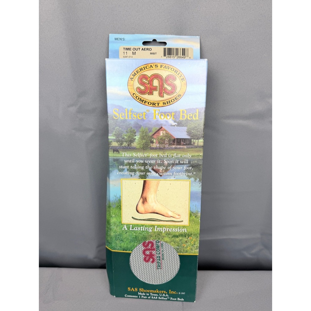 SAS Shoemakers Mens 11 M Time Out Aero Selfset Foot Bed Insoles Mist 9287-014